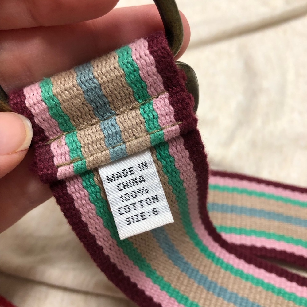 Lot of Two Ambercrombie and Fitch Cotton D Ring Belts Stripes Y2K Adjustable - Picture 4 of 6